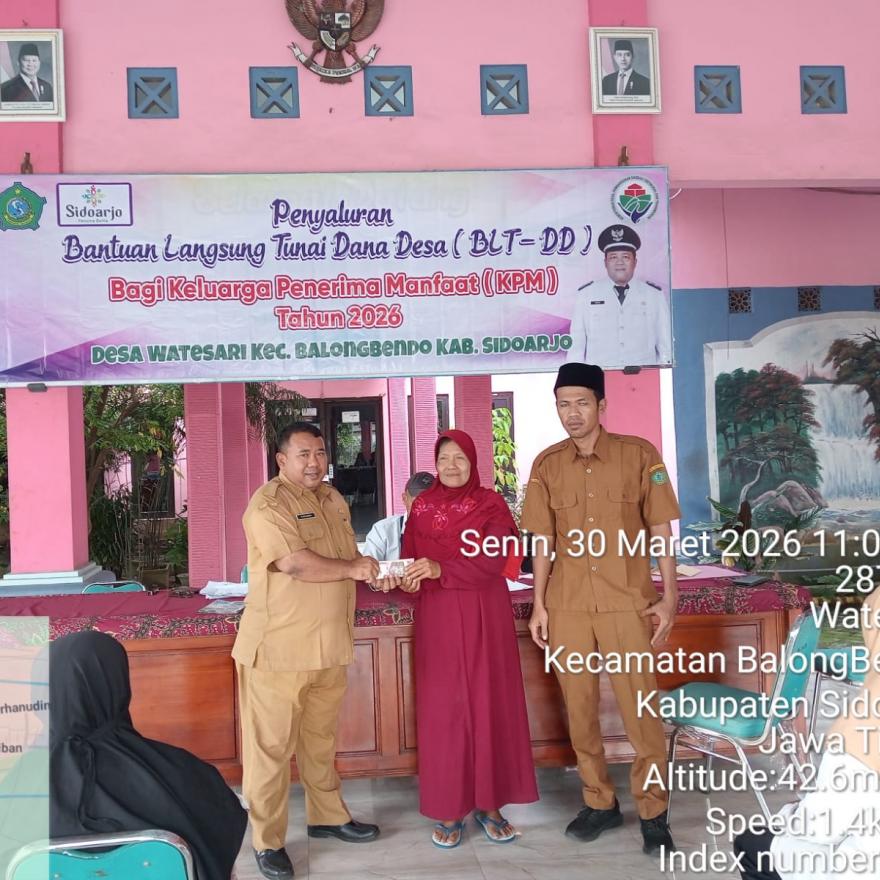 Penyaluran BLT DD Desa Watesari Bulan Januari Februari Maret 2026